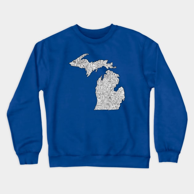 Michigan Map Crewneck Sweatshirt by calenbundalas